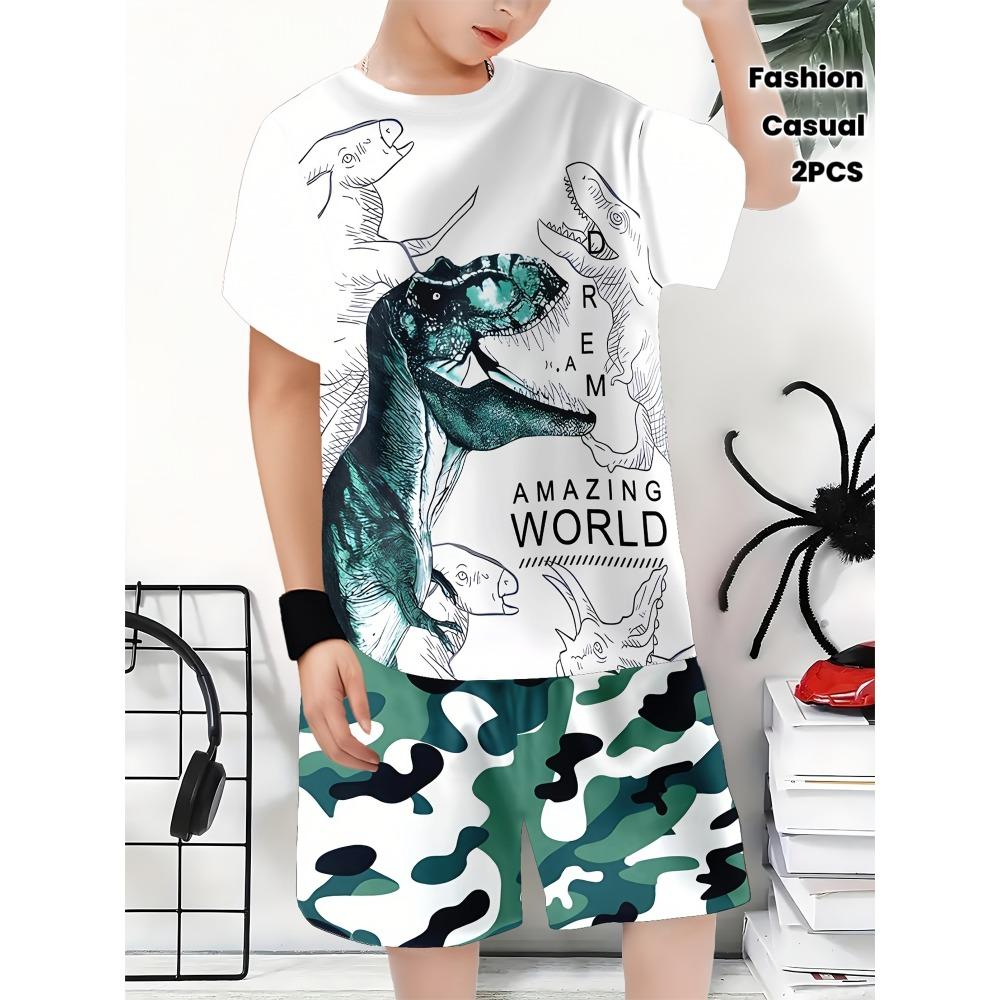 Cartoon fashion printed children s short sleeves and casual shorts 150