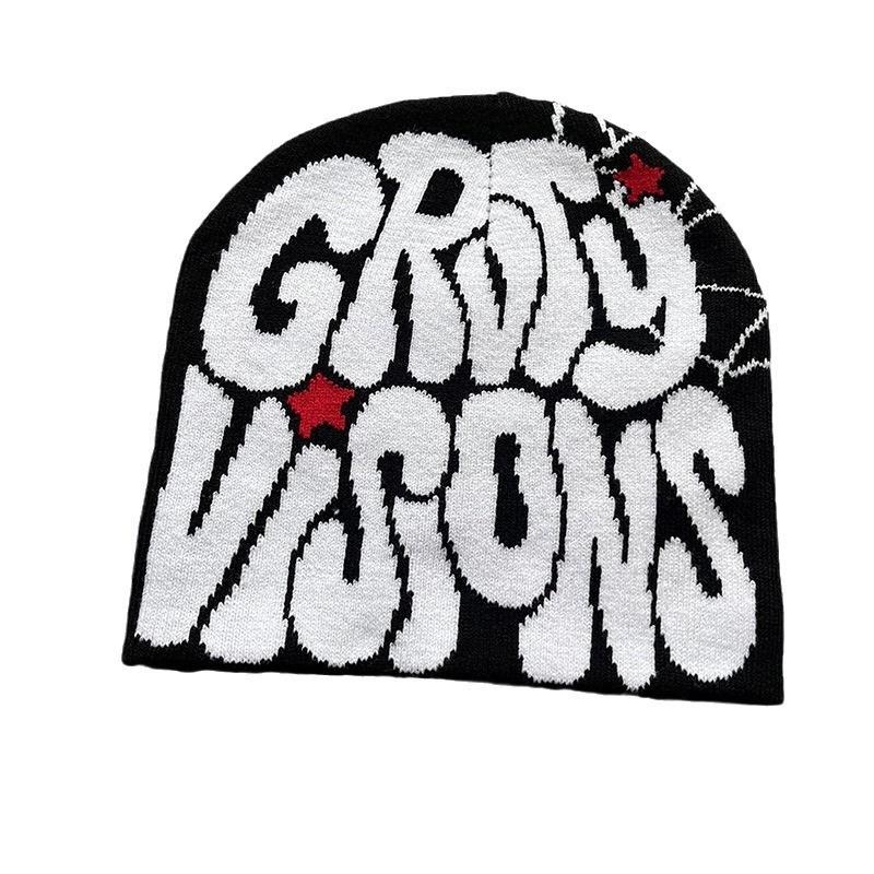 Knit Hat For Women With Letter Pattern Warm Wool Winter Fashion Accessory