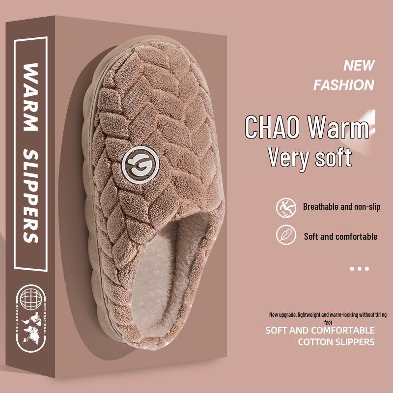 Dámské protiskluzové bavlněné pantofle do interiéru - teplé, s tlustou podrážkou, vhodné na jaro, podzim, zimu a pro muže.