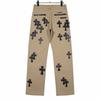 Cross Light Luxury Jeans Heavy Industry Embroidery Leather Men's and Women's Loose Casual Versatile Wide-leg Trousers