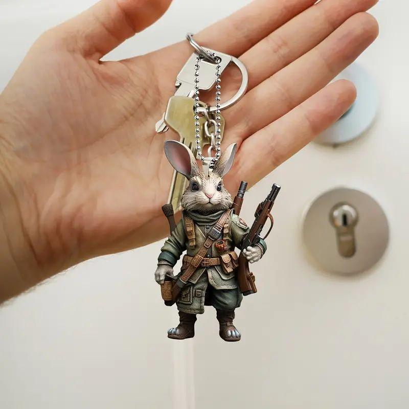 Cartoon Creative Acrylic Animal Gunner Car Hanging Ornament For Festive Interior Style