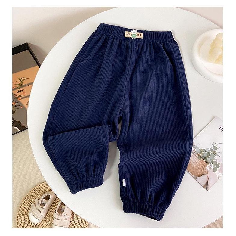 

Детские флисовые спортивные штаны в рубчик в корейском стиле с эластичным поясом - Спортивная повседневная одежда 80 cm темно-синий