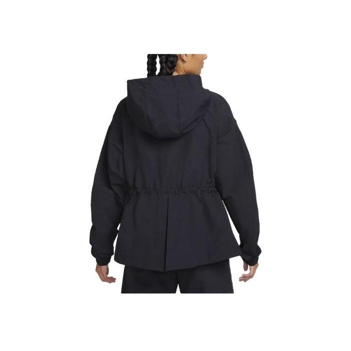 Nike Sportswear Woven Logo Hooded Casual Jacket Women Outerwear Black FN3669-010