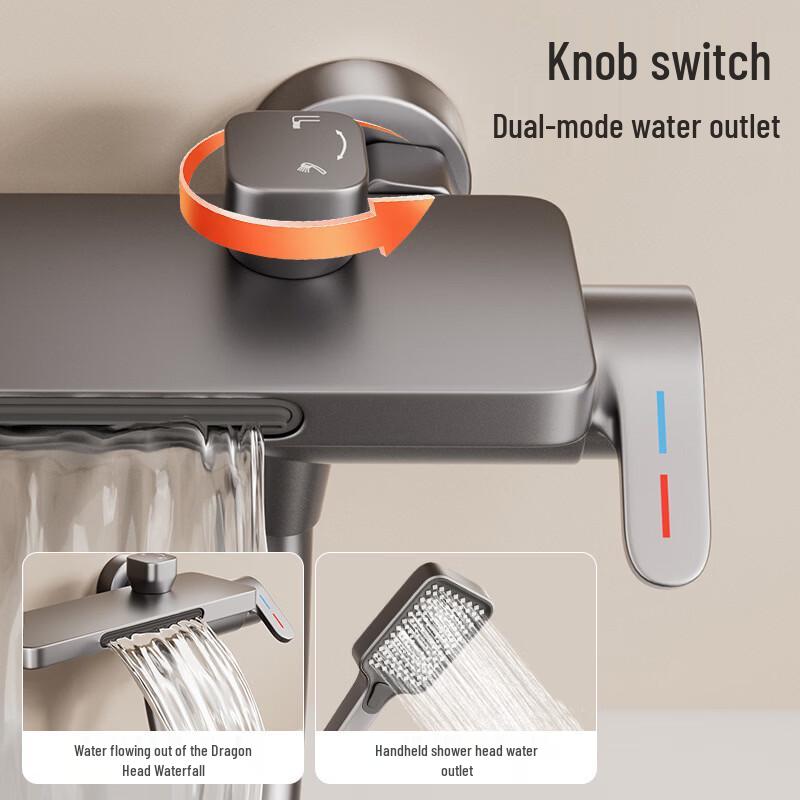 Yipan Wall-Mounted Waterfall Bathtub Faucet & Shower Set Bathroom Kitchen Tap Accessories