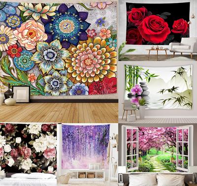 1Pcs Boho Floral Tapestry Wall Hanging Vibrant Multi-Color Fabric Blossom Tapestries for Home Bedroom, Living Room, and Office Decor