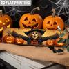 Vintage Scarecrow Metal Wall Decor, Rustic Farmhouse Halloween Ornament with Pumpkins, Witch Hat & Bats