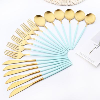 18pcs Colorful Cutlery Set Tableware Set Stainless Steel Dinner Knife Fork Spoon Matte Polishing Dinnerware Set