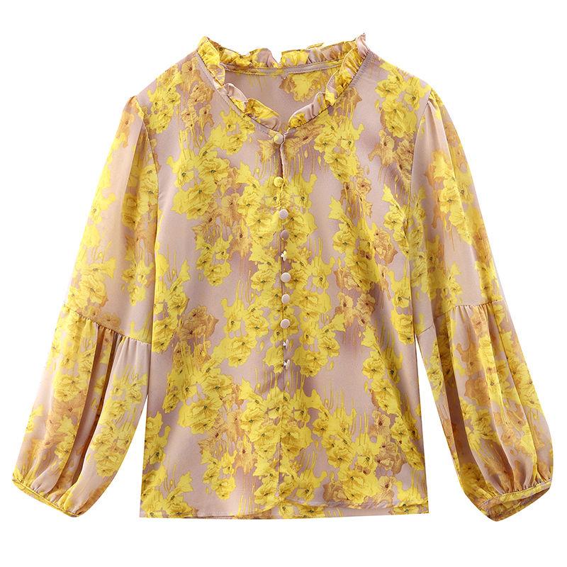 Spring Floral Shirt Women Long Sleeve Beautiful Unique Blouse Trendy Youthful Tops for Mothers