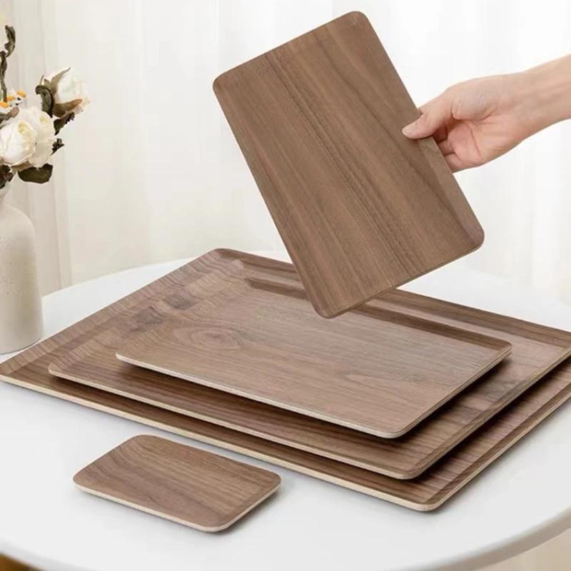 Walnut Tea Tray Rectangular Coffee Shop Dessert Snack Tray Tea Cup Storage Tray High-grade Wooden Plate