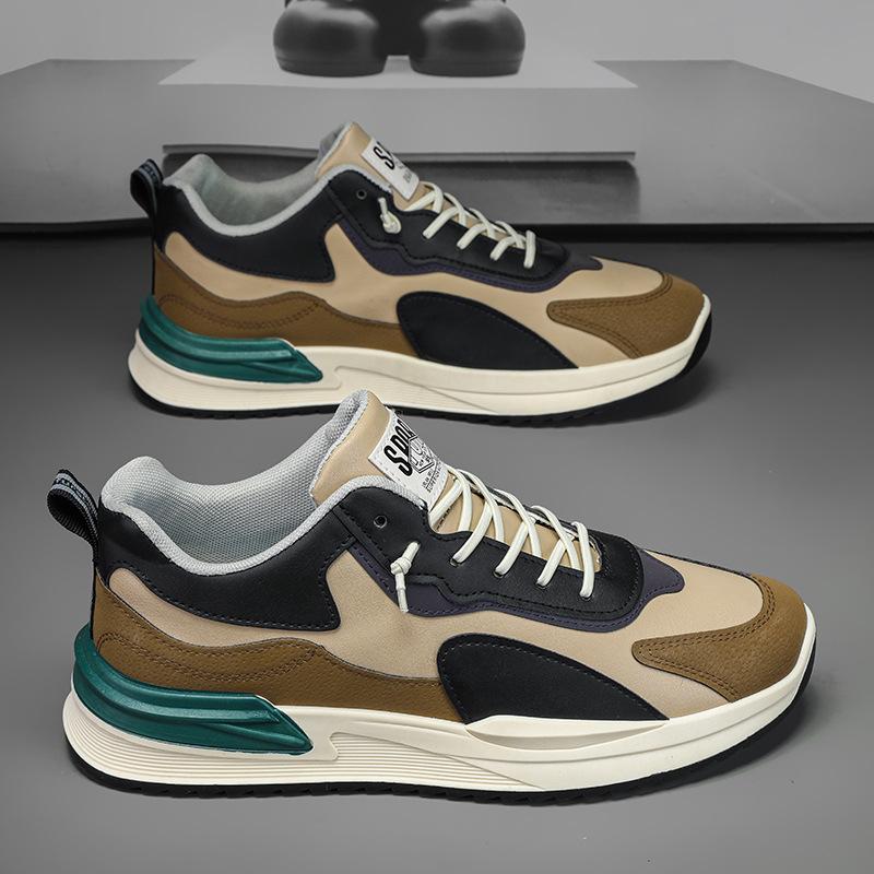 2025 neuer Herbst Herrenschuhtrend vielseitige Mode Board Schuhe Jungen Sport Freizeit Lederoberfläche Erhöhung Tide Schuhe 2025