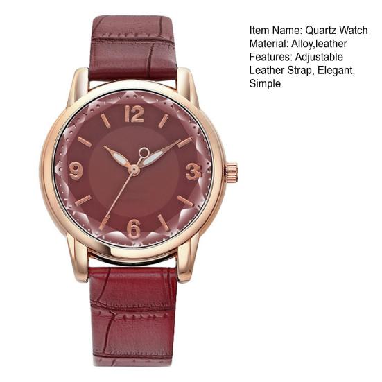 Einfaches Damenarmband Zierliche Uhr Elegante Analoge Quarz Uhr Luxus Damen Verstellbares Lederarmband Armbanduhr Gut ablesbar für den täglichen Weg zur Arbeit Prüfung