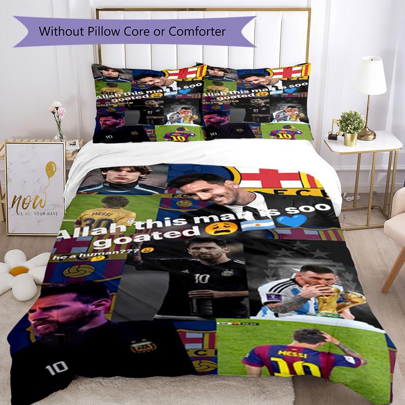 Messi Bedding Set Breathable Duvet Cover with Pillowcases Decorative Bed Linen for Bedroom Home Decoration Birthday Gift
