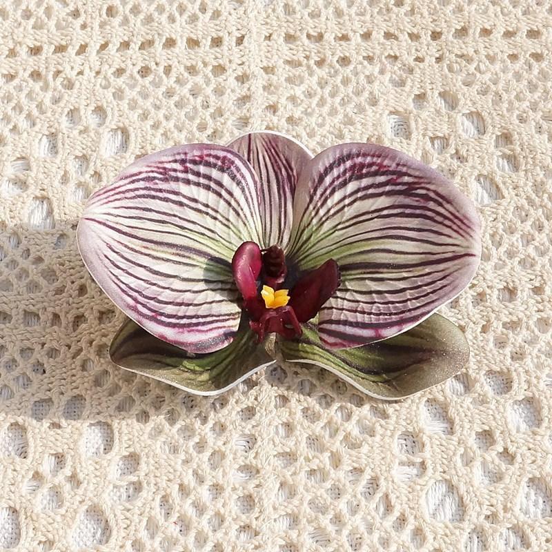 3D Print Big Butterfly Orchid Head Silicone Cotton Artificial Flower Wedding Souvenir Party Gift Box Decor Headdress Flower
