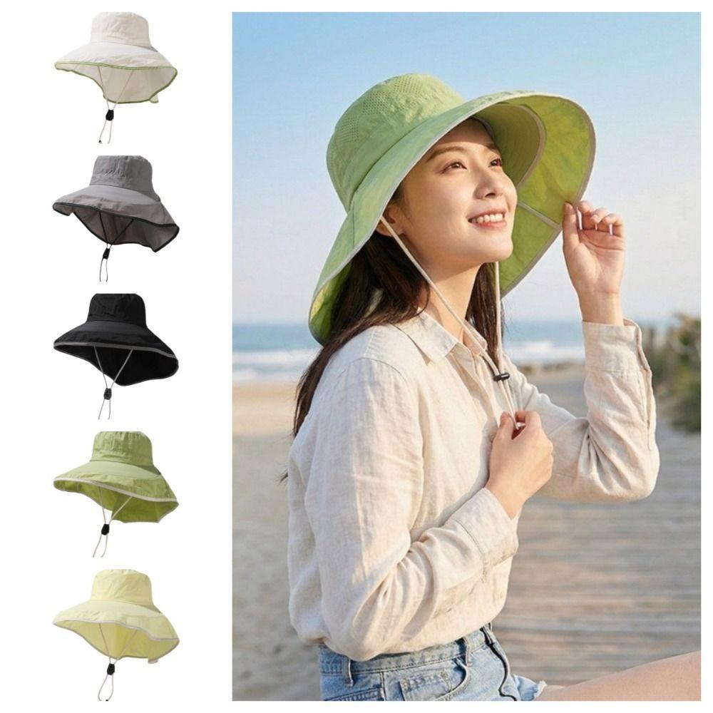 Wide Brim Neck Protection Hat Breathable Neck Cover Hiking Cap Sun Hat Sunshade Shawl Cap Spring
