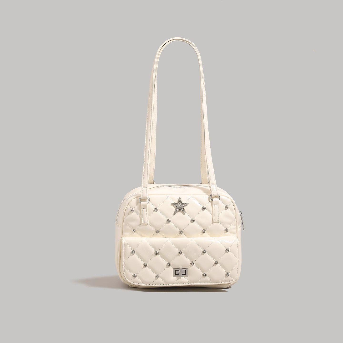 

2025 Diamond Quilted Tote: Trendy, Versatile, Large-Capacity Shoulder Bag for Women белый