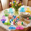 9 delar påskdekorationer med honungskaka och äggtema, bordsdekorationer för bordsfest, heminredning, festliga 3D-honungskakabolldekorationer