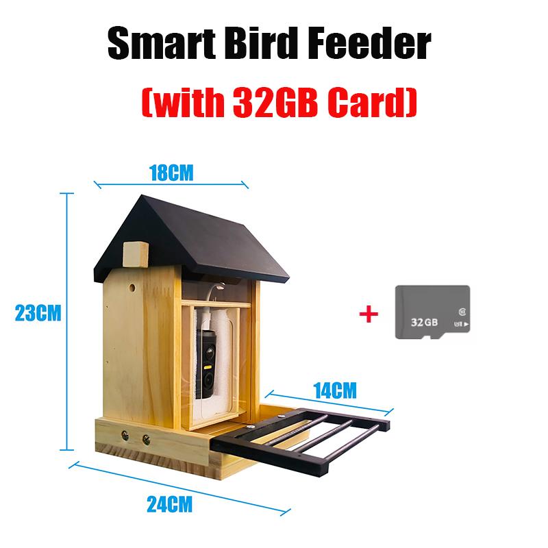 Smart Bird Feeder with 1080P Cam Built-in Battery Solar Low Power Night Vision Remote Recording Outdoor IP66 Waterproof Feeder