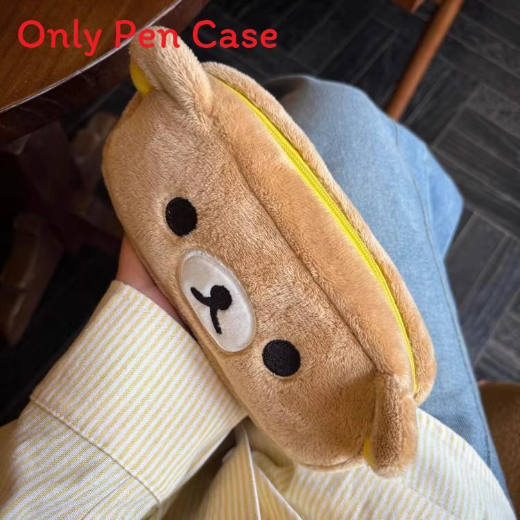 Rilakkuma Plush Pencil Case With Large Capacity For School Students And Cute Style Storage Bag