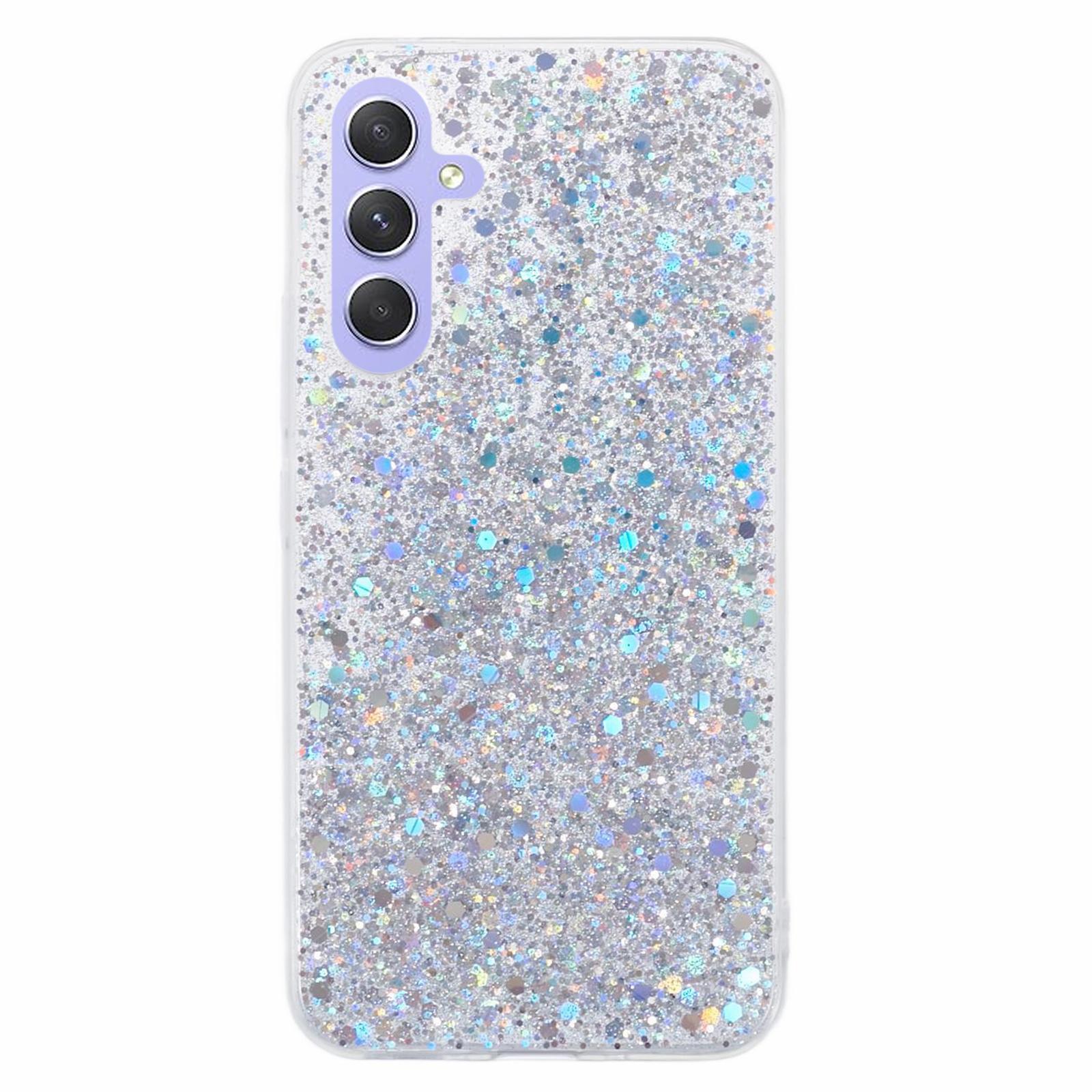 

For Samsung Galaxy A34 5G TPU Phone Case Glitter Bling Shiny Back Cover Silver