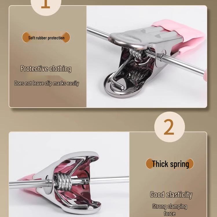 Stainless Steel No-Trace Multi-Functional Clothes Hanger with Clips for Pants and Skirts