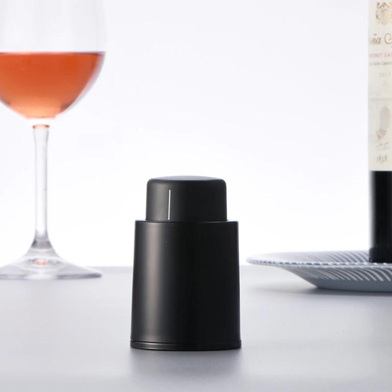 2025 Neu Vakuum Weinflaschenverschluss Stopper Versiegelte Lagerung Vakuum Gedächtnis Weinstopper Druckstil Barwerkzeuge Barzubehör Weinkorken Schwarz