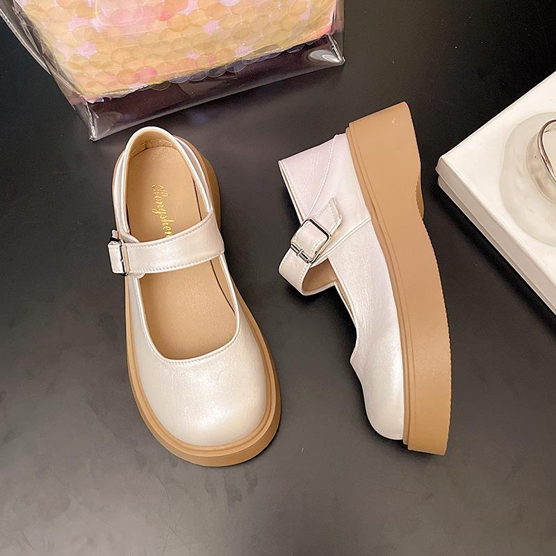 2025 British style Mary Jane women's shoes small height increase small leather shoes women's platform jk single shoes loafers high heels