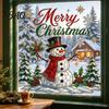 Shopping Mall Christmas Stickers 2Pcs Wall Stickers, Snowy Cottage Tree Self Adhesive Decals, Waterproof PVC Party Snow Scene Holiday Decals for Home
