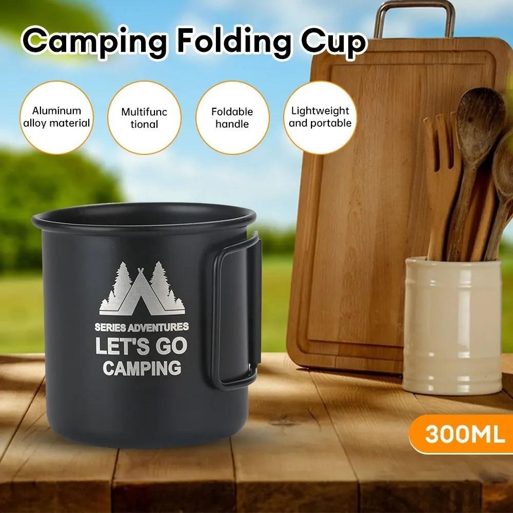 Aluminum Zinc Zinc Alloy Camping Mug with Foldable Handle Coffee Mug Camping Water Cup  for Outdoor Use