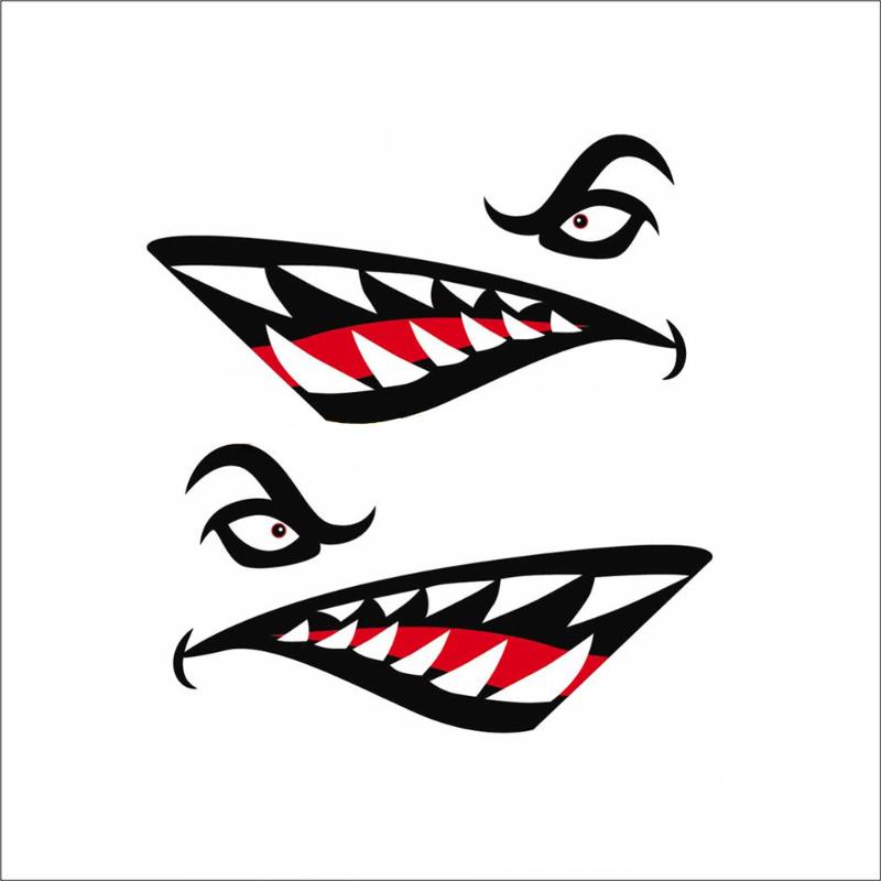 New Waterproof Flying Tigers Reflective Shark Mouth Teeth Car Boat Yacht Decal Colored Body Sticker