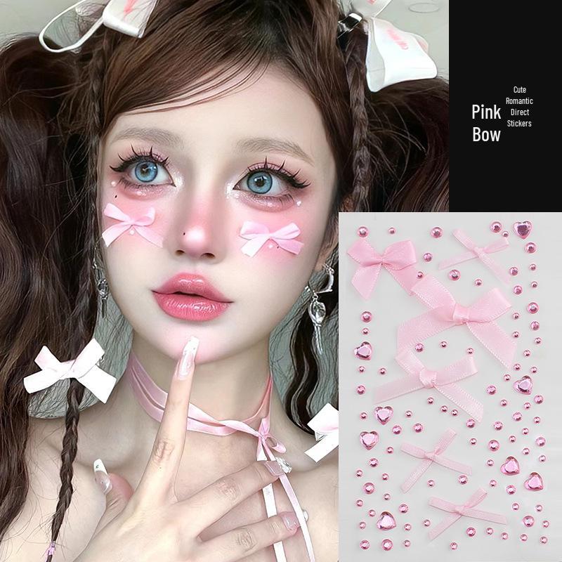 

Valentine s Rhinestone and Organza Ribbon Face Stickers for Eye Makeup Decoration