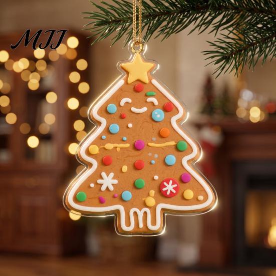 Christmas Tree Hanging Trinkets Gingerbread Pendant, Double-sided Acrylic Ornament for Festive Seasonal Gift Ideas Holiday Home Decor And Car Rearview