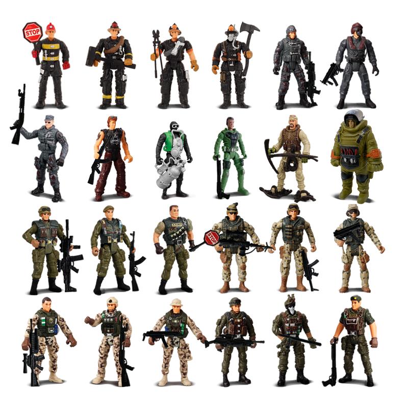 4inch Army Men Special Forces Soldiers Fireman Action Figures Playset Military Modle Toys For Kid Boy Christmas Lovely Gifts