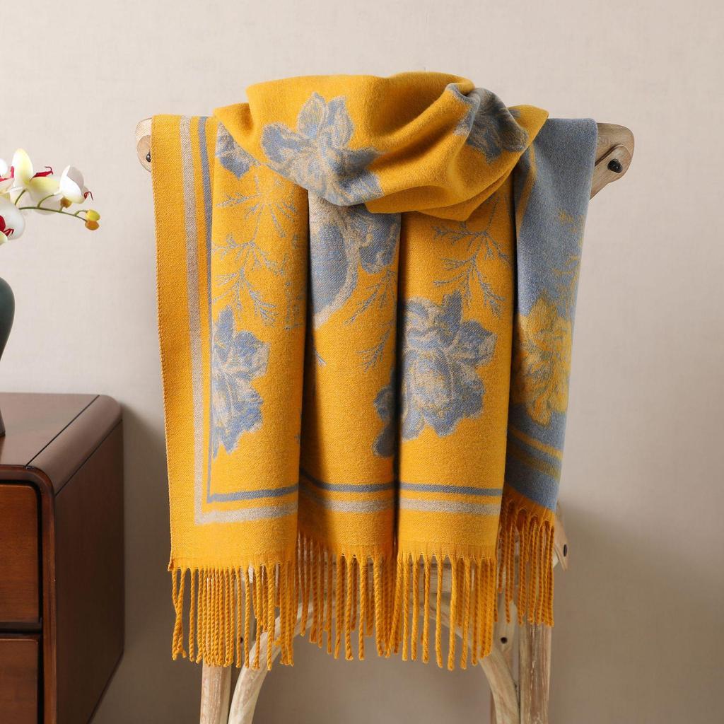 Luxury Core-Spun Yarn Scarf: Imitation Cashmere Warm Snood for European & American Fashion - Autumn/Winter Shawl