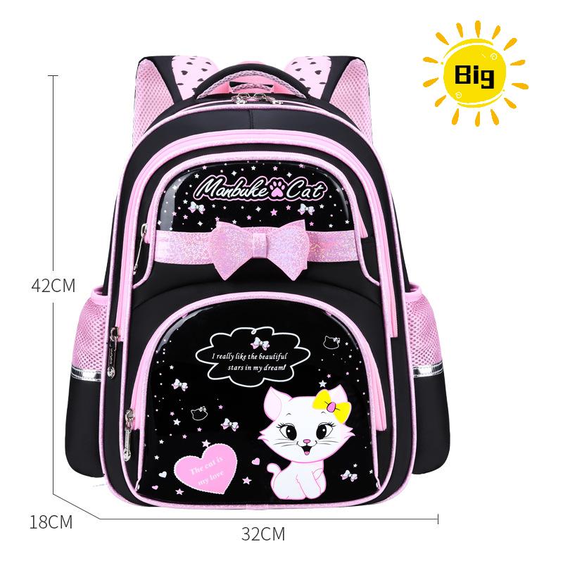 New PU Leather School Bag Korean Fashion Girls Backpack Cute Cat Orthopedic Waterproof Backpack