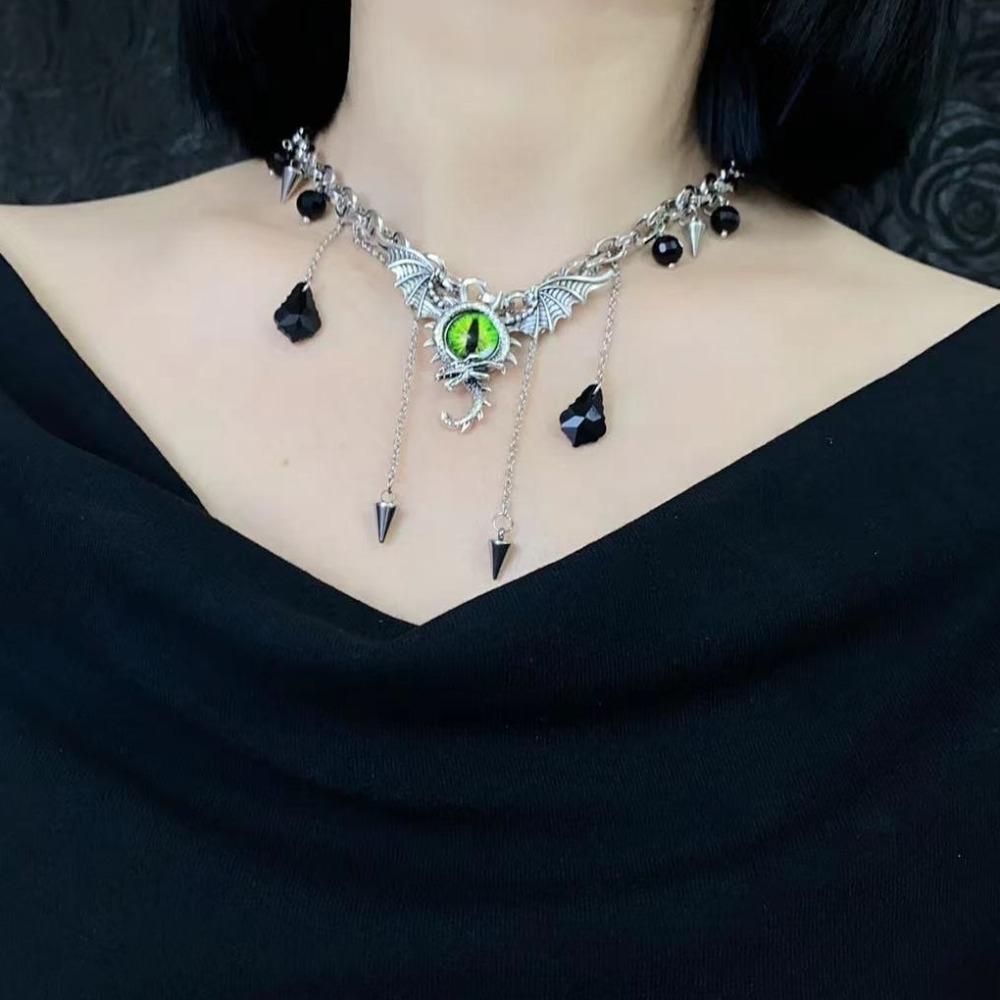 Perlen Metallkette Halskette Flügel Punk Gothic Halskette Mode Geist Halskette Damen Party