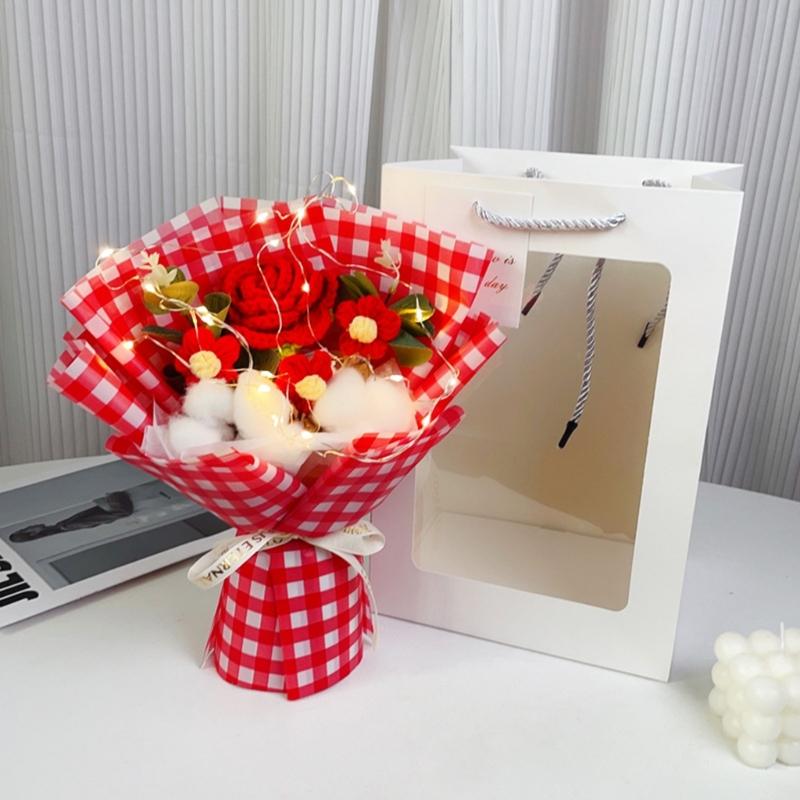 

Вязаный крючком букет цветов, плетеные вручную цветы, декоративные украшения, принадлежности для спальни, ванной комнаты, украшения для комнаты, подарок