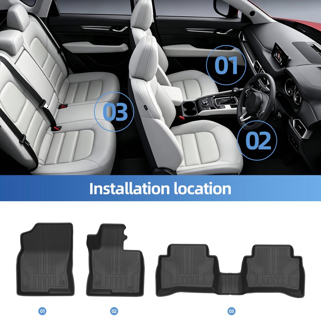LUCKEASY Right Drive for Mazda CX-5 CX5 KF Series Fuel 2017-2024 Car Floor Mats Trunk Pad TPE 3D Foot Pad Waterproof Accessories