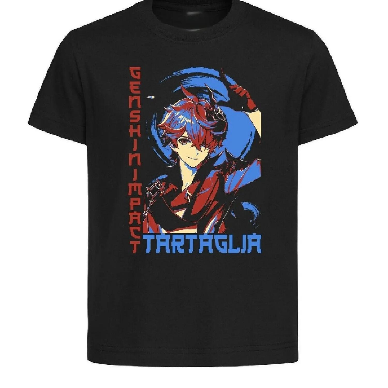 

Black TShirt Black Jersey Japanese Style Genshin Impact Childe Tartaglia S