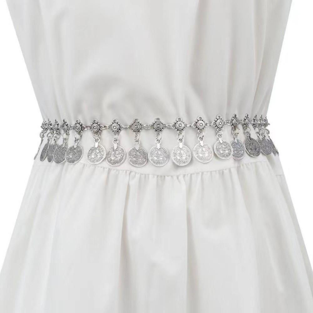 Gold/Silver Metal Belly Chain Shaking Coins Waist Belt Luxury Body Chain  for Women