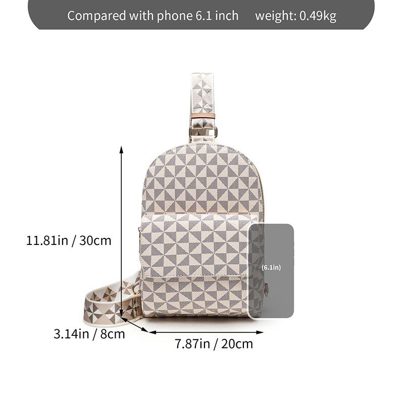 Unisex Versatile High-end Breast Bag Retro Rhombus Printing Crossbody Shoulder Bag Multi-layer Storage Mobile Phone Bag