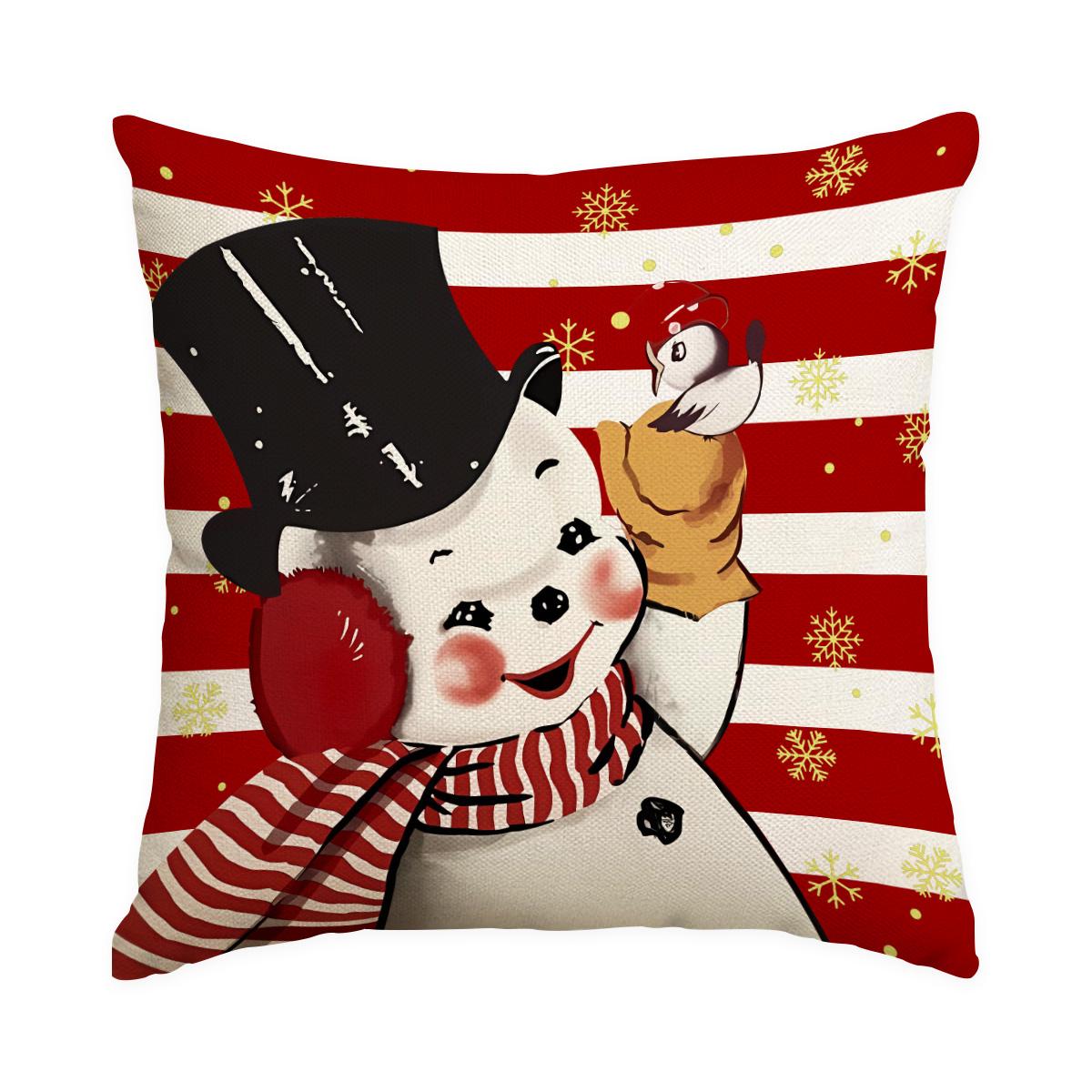 

1/4 шт. наволочка с принтом Санта-Клауса, снеговика, узором, наволочка для диванной подушки, рождественское украшение, (без подушки) 18x18Inch