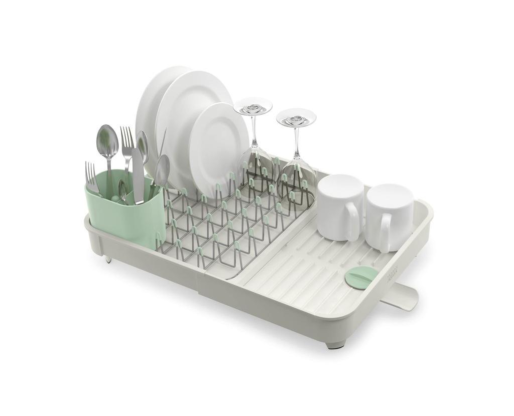 Joseph Joseph Extendable Dish Drainer, Stone/Sage, 851652 (Authentic)