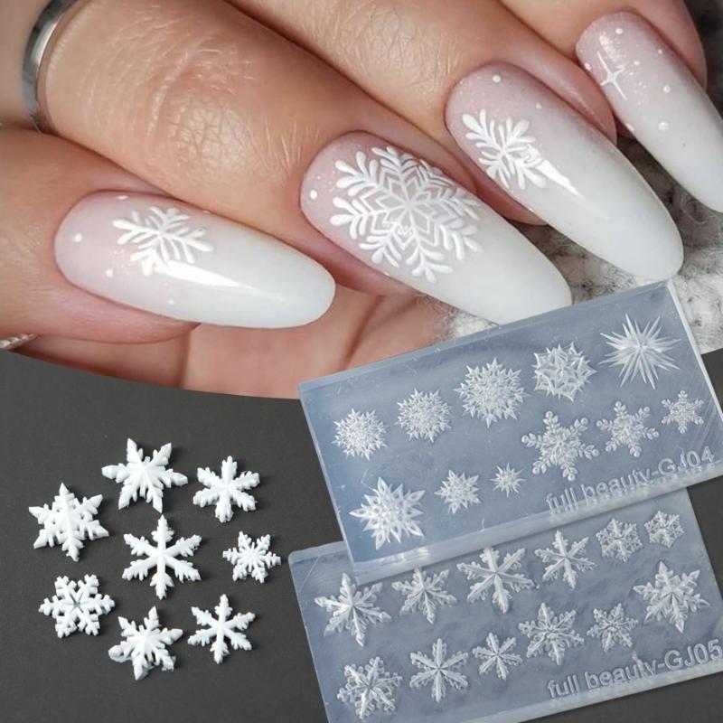 1Pcs Silicone Nail Mold Christmas Snowflakes Butterfly Flower 3D Relief Nail Template Nail Art Decorations Nail Art Mold