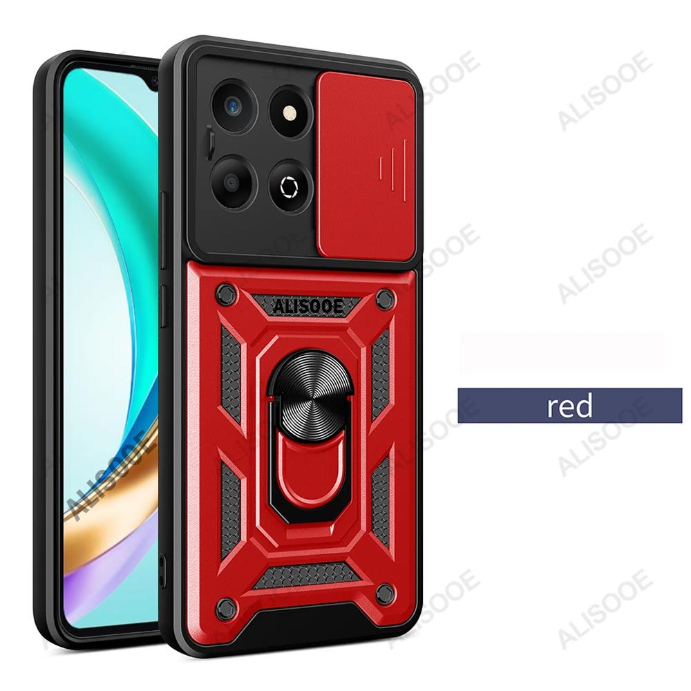 

Чехол Funda for Honor X6B, держатель для объектива камеры, противоударный чехол для телефона For Honor X6b JDY-LX1, JDY-LX2 Capa for Honor X6B красный
