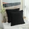 Velvet Pillow Cover with Ball Lace, Soft Cushion Cover, Monochrome, Modern and Simple, Fur Ball, 30x50, 40x40, 50x50, 65x65cm
