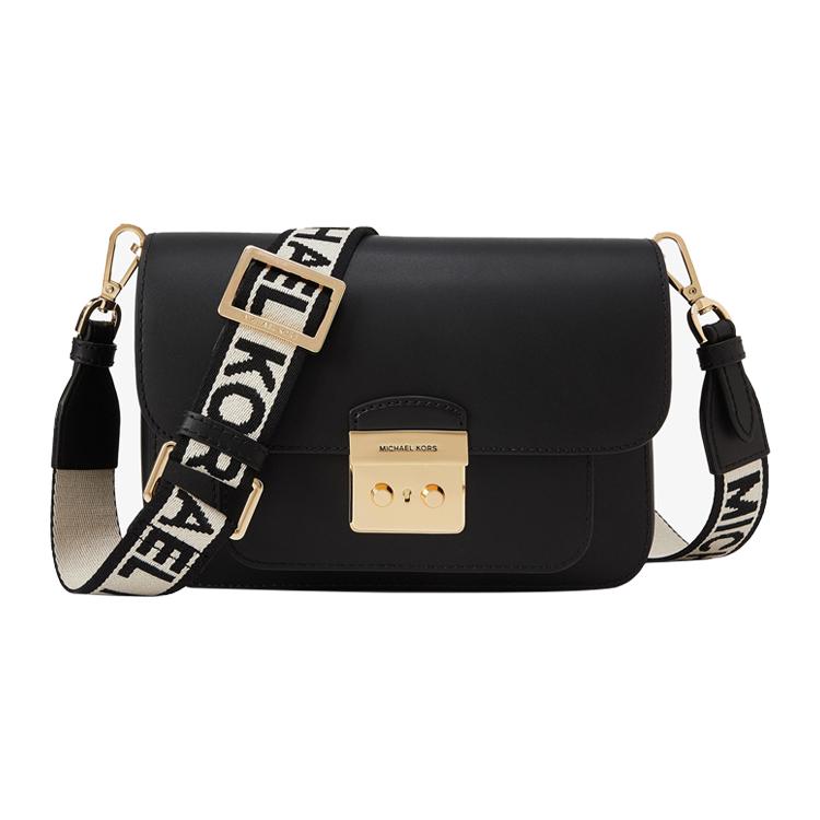 New MICHAEL KORS Sloan Split Cow Leather Camera Bag, Crossbody Bag Medium Women's Black 35T2GS9M2L-001