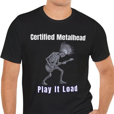 Metalhead T-Shirt – Skull Guitar Heavy Metal Rock Tee