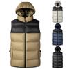 Men's Casual Loose Color-blocked Cotton Warm Jacket, Men's Double-sided Wearable, Detachable Cap Sleeveless Vest Jacket