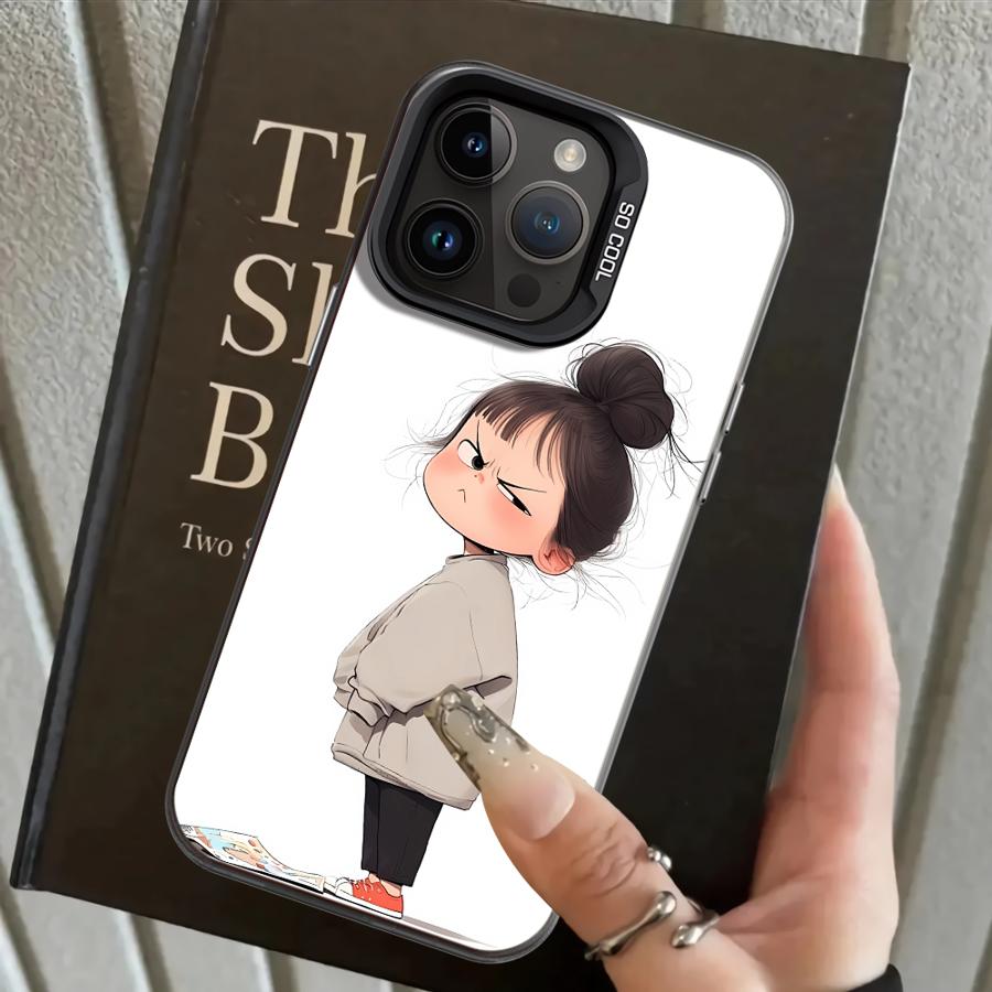 Case for iPhone 17 Pro Max XR 12 14 15 Plus 13 Pro XS Air 16 11 Back Phone Cover Cute Angry Girl