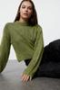 Women's Elegance Style Sweater Anthracite Crop Soft Textured Crew Neck Knitwear Sweater